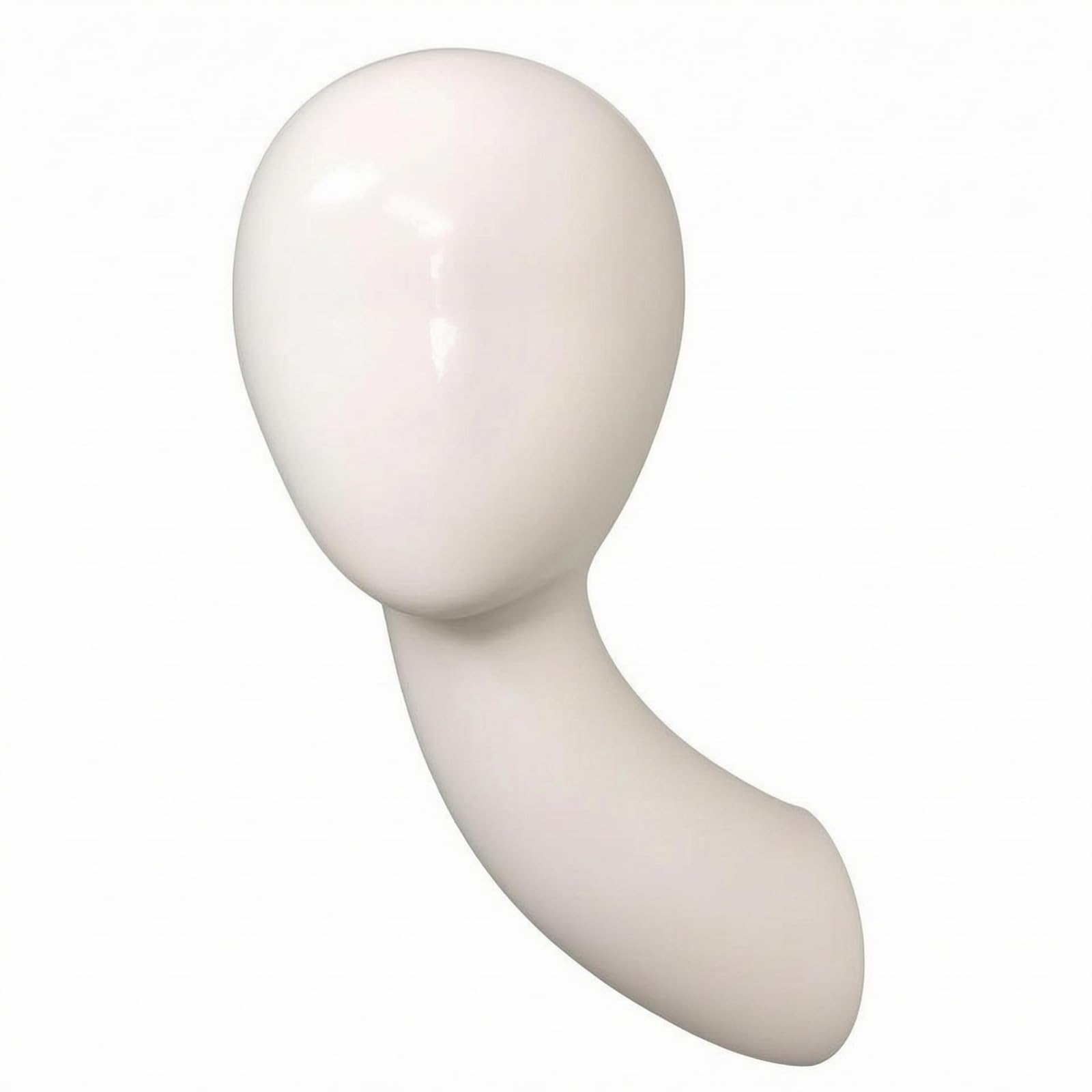 Qianly Testa Manichino Collo Curvo Salvaspazio Testa Manichino Brillante Leggero Espositore Cappelli per Negozio , Bianco