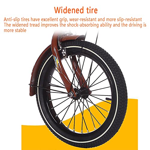14-Zoll-Dreirad für Erwachsene, Dreirad mit verstellbarem Rücksitz, Lenker, Dreirad-Cruiser-Fahrrad für Freizeit, Einkaufen, Picknicks, Training, Radfahren, Treten – Bild 6