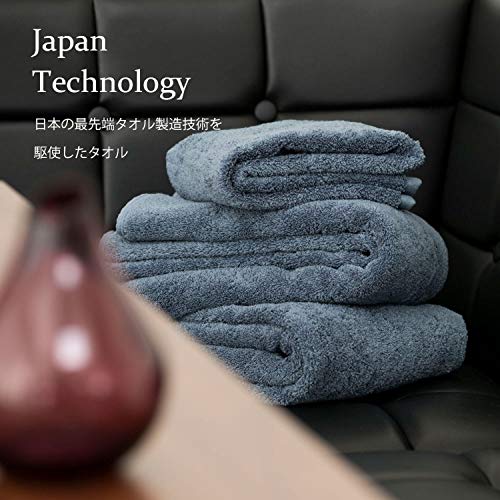 タオル研究所 [ボリュームリッチ] #003 フェイスタオル チャコールグレー 5枚セット ホテル仕様 厚手 ふかふか ボリューム 高速吸水 耐久性 綿100% 480GSM JapanTechnology