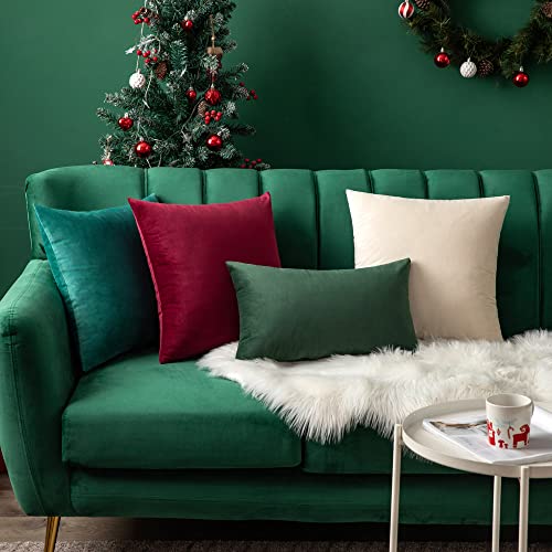 Image of Miulee Velvet Soft Soild Decorative Square Throw Pillow Covers Set Cushion Case for Sofa Bedroom Car 12 x 20 Inch 30 x 50 Cm