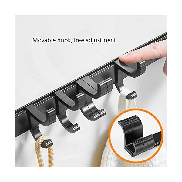 OH Bathroom Hook Clothes Hooks Adjustable Hand Towel Coat Holder Hooks Rack Roll Hanger Wall Mount Strong Viscose Hooks Hanger Hook Black Coat Hooks Retro - Image 5