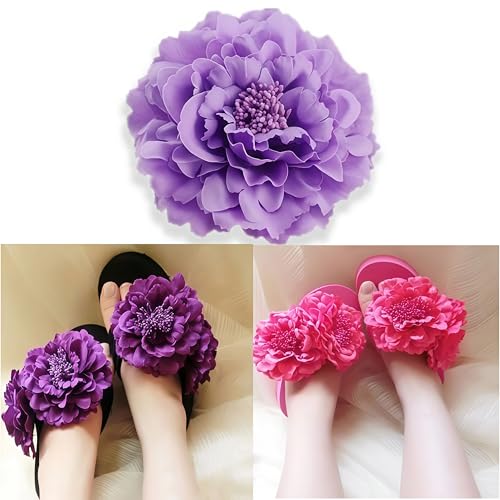Pinza flor peonía bohemia color lila claro miniatura 3