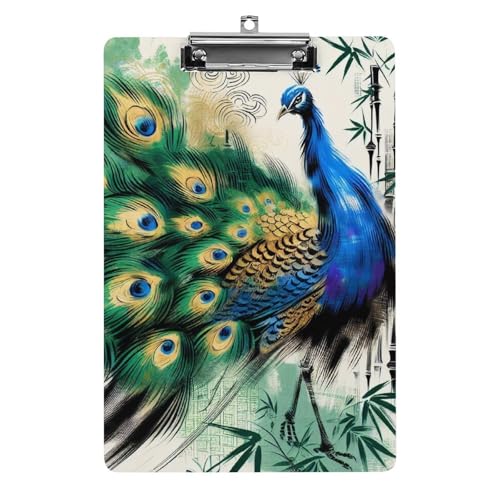 クリップボード ピーコック A4サイズ対応 クリップファイル バインダークリップ 用箋ばさみ ファイルボード メモ帳 縦型 書類整理 おしゃれ かわいい 筆記 多機能 壁掛け プレゼント