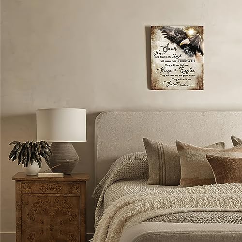 Luslya Bald Eagle Christian Canvas Wall Art Motivational Quotes Eagle Painting Wall Decor Framed Posters Home For Living Room Bedroom Bathroom Decoration 12X16 Inch thumb #5