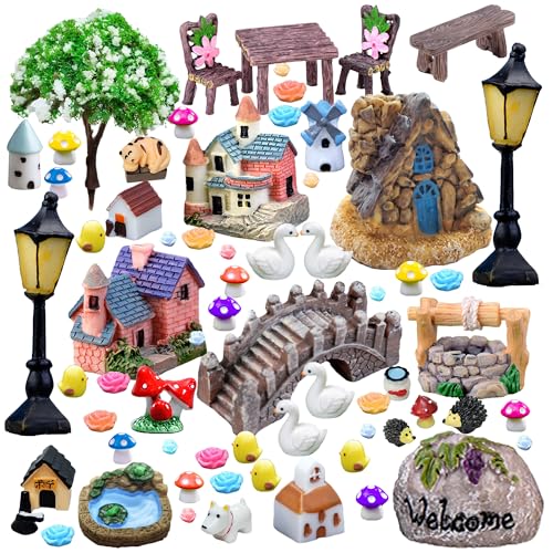 67PCS Cute Fairy Garden Accessories Miniature Figurines Mini Resin Animals