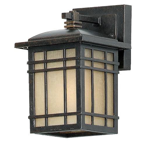 Image of Quoizel Hillcrest 9.25 inch Outdoor Wall Lantern, Imperial Bronze | White Linen Textured Glass, Mission Style, ETL Wet Rated
