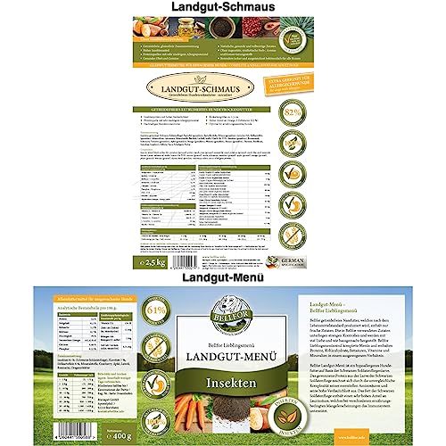 Bellfor Futterset für Dalmatiner Hochwertige Hypoallergenes Getreidefreies Nassfutter 400 g und Trockenfutter mit Insekten 2,5 kg mit Soft-Snacks 200 g