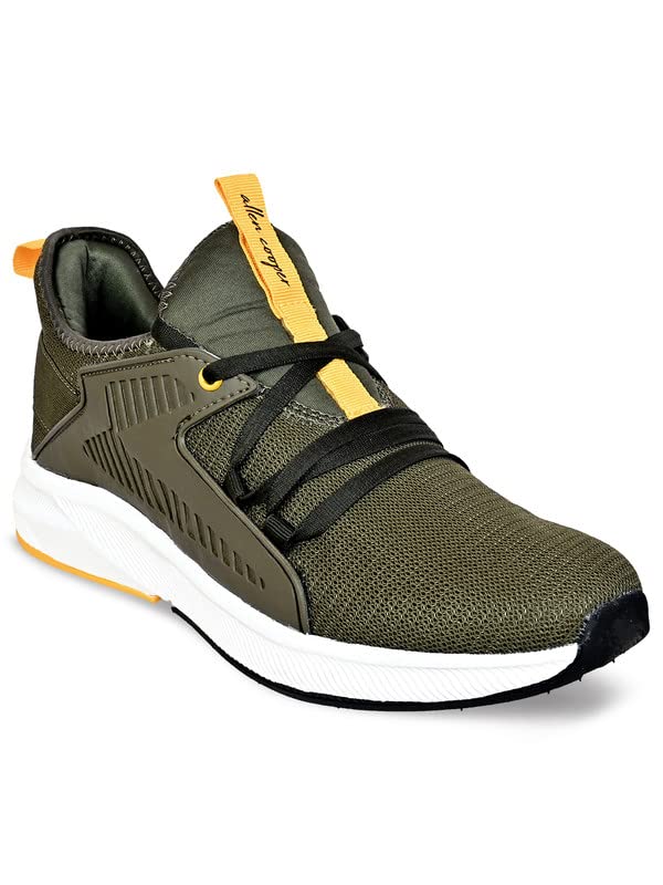 Allen Cooper Training,Atheletic,Gym,Sports Comfortable Extra Max Cusion with Memory Foam Insole Slip-On Walking Shoes for Men(552 | Olive | Size-6,7,8,9,10)
