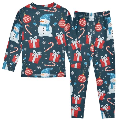 Pajama Sets Long Sleeve Christmas Pattern with Snowman Soft Comfy Sleepwear 2 Piece PJS 3-8T3