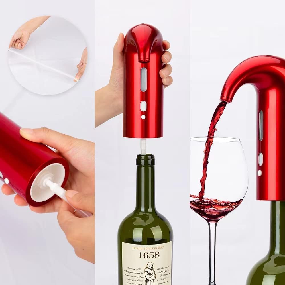 Aérateur de vin électrique, distributeur de vin, aérateur et carafe à vin, accessoires pour le vin rouge et blanc, meilleurs cadeaux pour le vin -Rouge