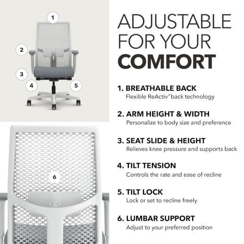Image of HON Ignition 2.0 ReActiv Ergonomic Office Chair, Lumbar Support, White