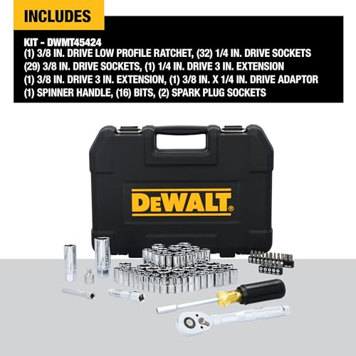 Image of DEWALT Mechanics Tool Set, 84 Piece SAE /Metric Set with Low Profile 72-tooth Ratchet,1 /4 Inch Drive (DWMT45424)