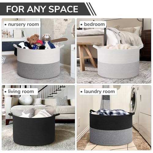 Image of INDRESSME 115L Extra Large Black Blanket Basket, Dog Toy Bin Shoe Baskets Toy Box Organizer for Kids Decorative Laundry Basket for Home & Living Room, Black