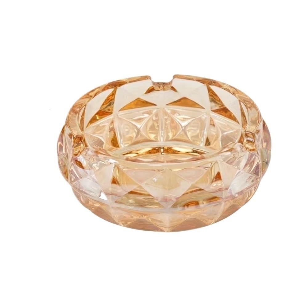 Desk Decor Ashtray Made Of Glass for Living Room Office Desktop Transparent Office(Yellow,Large)