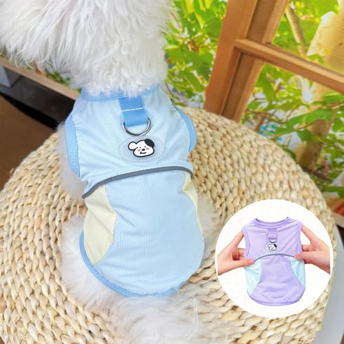 KASESSS 2 Stück Kühlweste Hund, Kühlweste für Hunde, Sonnenschutz Hund, Kühlendes Hunde-Outfit, Atmungsaktive UV-Schutz Shirt, Leichte Hundekühlweste für kleine bis mittelgroße Hundes, M Violett Blau
