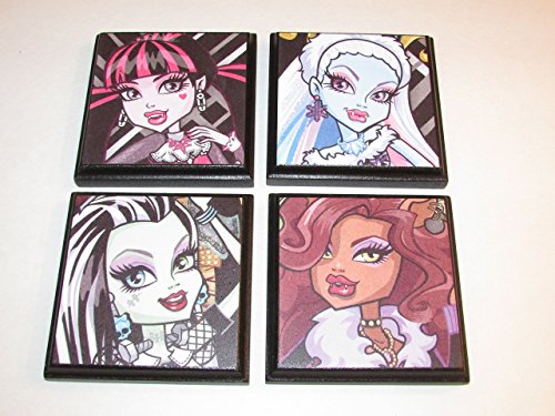 Monster High Room Wall Plaques - Set of 4 Monster High Girls Room Decor - Monster High Wall Signs - Set #1