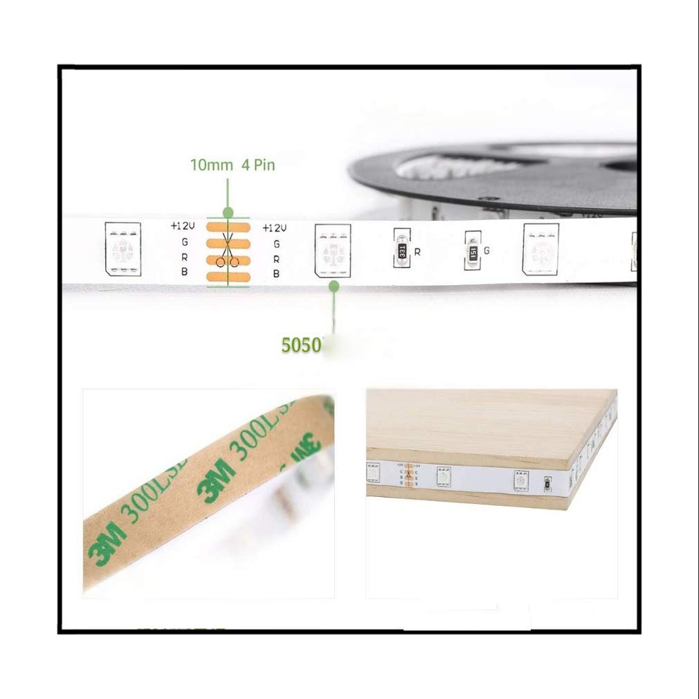Tira Led Rgb 5M, Luces Led Smart 5050 Control APP Habitacion Con Controlador Wifi/Bluetooth Sincronizar Música 24/44 Teclas Control Remoto RF Para El Hogar Dormitorio Habitación,Bluetooth music,20M