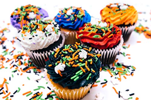 Ghost Bumps Sprinkle Mix - 1 Lb. Resealable Stand Up Candy Bag - Halloween Themed Sprinkles w/ White Ghosts - Green, Orange, & Purple Colors - Festive Toppings for Desserts and Snacks