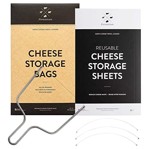 Formaticum Bundle - Includes Cheese Storage Bags, Reusable Storage Sheets, 5" Cheese Wire Cutter, and 5" Replacement Wire, Gift for Charcuterie Board Presentation and Food Tasting Events Cover