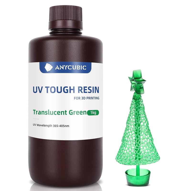 Image of 3IDEA Tough Resin, 3D Printer Resin with High Precision and High Toughness, 365-405nm Fast Curing 3D Resin for 4K 8K LCD /DLP /SLA 3D Printing (Tran-Green, 1kg)