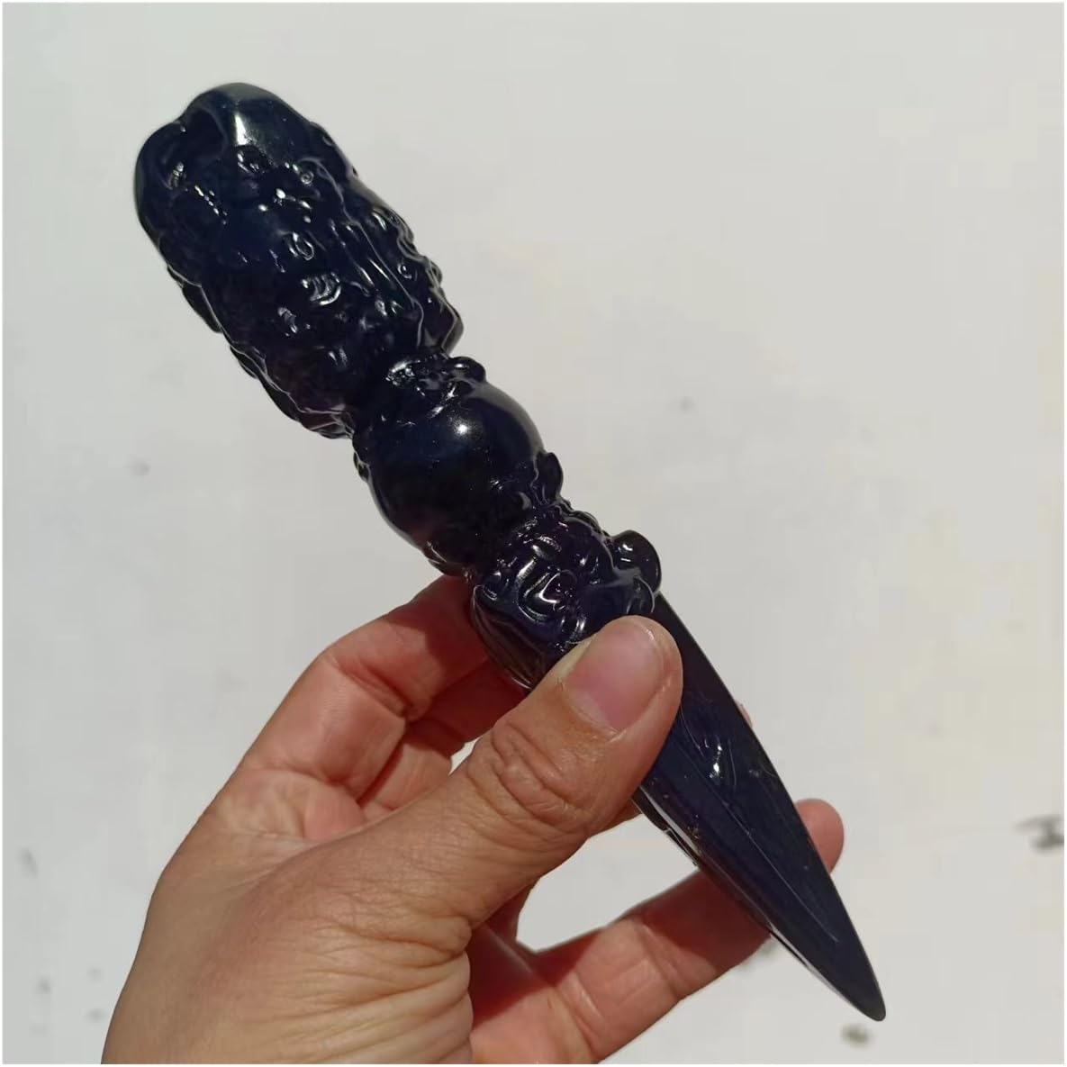 1pcs 7-8cm Obsidian Jin Gang Pestle Quartz Crystal Wand
