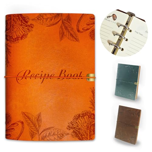 Image of Blank Recipe Book to Write in Your Own Recipes, Leather Cookbook