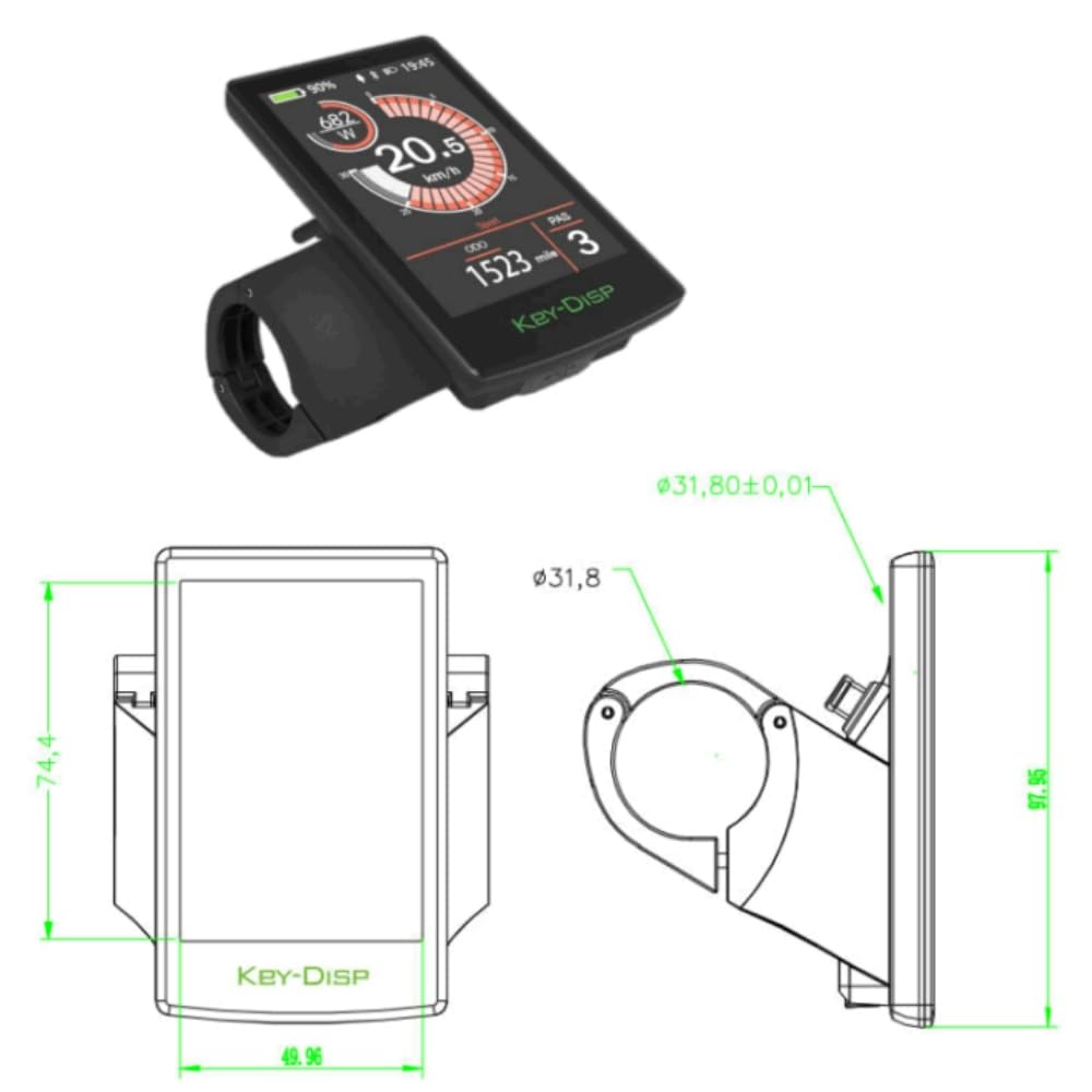 Compteur de Vitesse pour Vélo Électrique Key-Disp KD718 Écran LCD pour Vélo Électrique 36V/48V Affichage LCD Panneau de Contrôle avec 5-Pin Prise Étanche