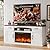 ALLSTAND Fireplace TV Stand for up to 80 inch TV, 32" Tall Entertainment Center with Fireplace, Farmhouse TV Stands with Electric Fireplace for Living Room, 2 Storage Cabinets, 2 Drawers, 70in, White