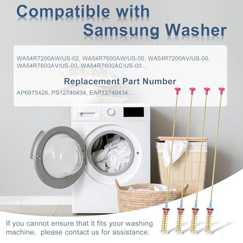 Upgraded WA54R7200AW/US WA54R7200AV/US Suspension Rods fit for Samsung Top Load Washer Active-Water-Jet WA54R7600AC/US WA54R7600AV/US WA54R7600AW/US WA7200 OEM 27.6 inch Damper Assembly LUXRILIX