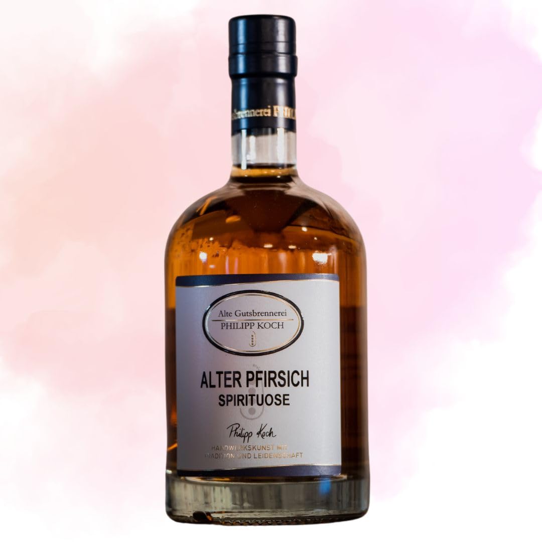 Alter Pfirsich Schnaps | Pfirsich Spirituose Alte Gutsbrennerei Philipp Koch | Spirituosen Angebote der Brennerei in 0,5 L | Alte Sorte mit 35,0% VOL
