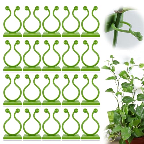 Plant Climbing Wall Fixture Clips Plant Vine Wall Clips Wall Plant Support Hook Invisible Plant Support Vine Clips Plant Fixer Self-Adhesive Hook for Climbing Plants Indoor Outdoor (100 Green)
