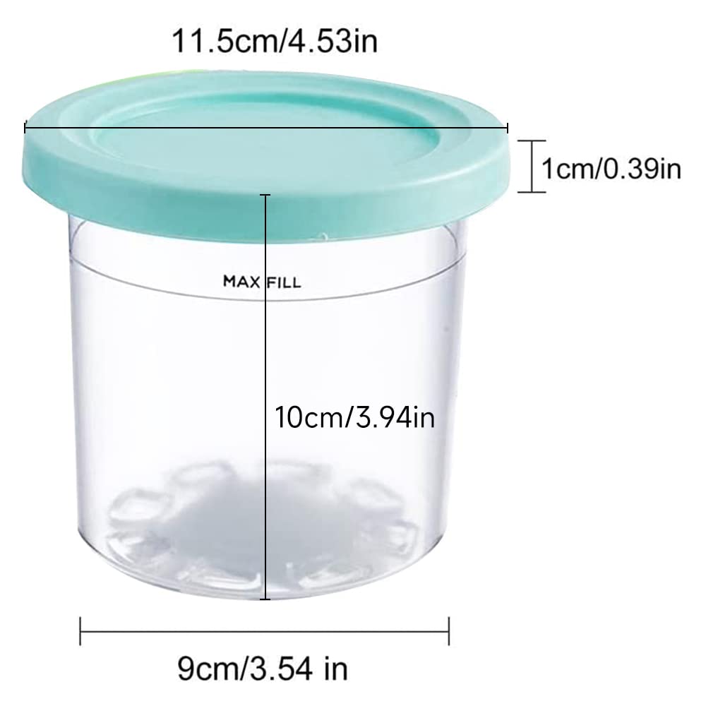 Ninja Creami Container, 473 ml, 4 Pack Creami Pint Container, Ice Cream Pint Container with Lid for NC301, NC300, NC299AMZ Series Ice Cream Maker ( Free Spoon