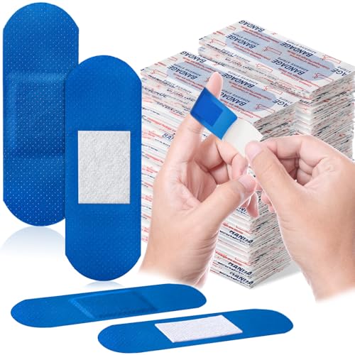 Geiserailie 400 Pcs Blue Bandages 3 ''x 1'' Food Service Metal Detectable PE Waterproof Adhesive...