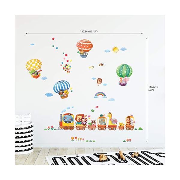 DECOWALL DS-8006P8024 Train Animaux et Montgolfières (Petit) Autocollants Muraux Mural Stickers Chambre Enfants Garderie… – Bild 4