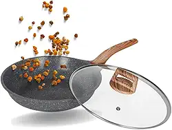 Frigideira com Tampa Antiaderente Cerâmico Frita Sem Óleo 28cm Não Gruda Fogão Indução/Gás