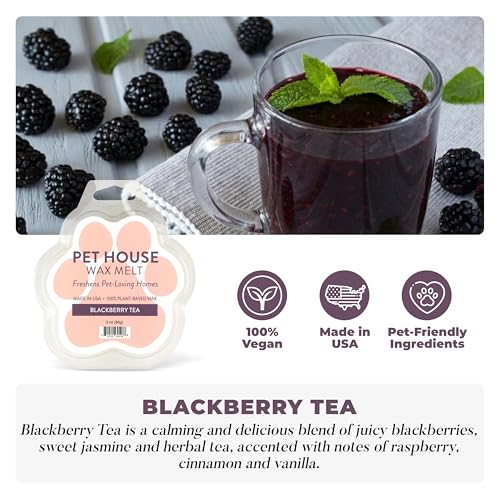 Image of One Fur All Pet House Spring and Summer Wax Melts for Pet Odor, Natural, Plant Based Soy Wax Melts, Long Lasting Fragrance for Fresh Smelling Homes, Blackberry Tea