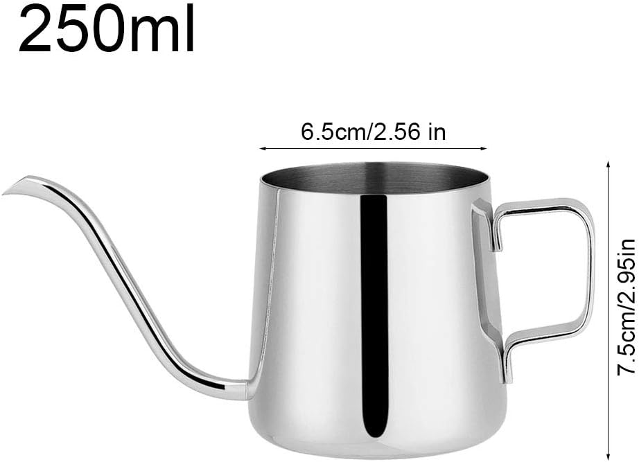 Horoper Drip Kettle Stovetop Gooseneck Coffee Kettle 250ml/350ml Stainless Steel Drip Coffee Pot Long Gooseneck Spout Kettle Cup Tea Tool (250ml)