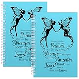 JOHSBYD Fairy Gifts for Women Girls 2Pcs Spiral Notebook Inspirational Gifts Moon Fairy Gifts Globe Moon Fairy Gifts for Fairy Lover with Fairy Angels Wing Journal Notebook (2, Light Blue)