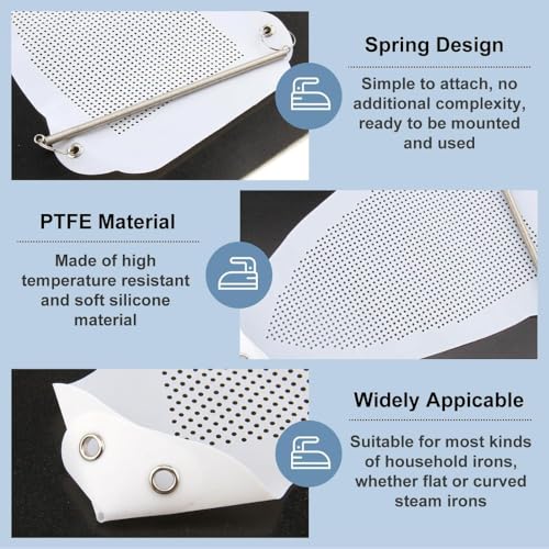 Image of Steam Iron Teflon Shoe Cover for Steam & Dry Iron | Non Stick Iron Plate Cover | Heat Resistant Soleplate Protector | Prevents Shine, Scorch & Burn Marks | Universal Fit Iron Cover