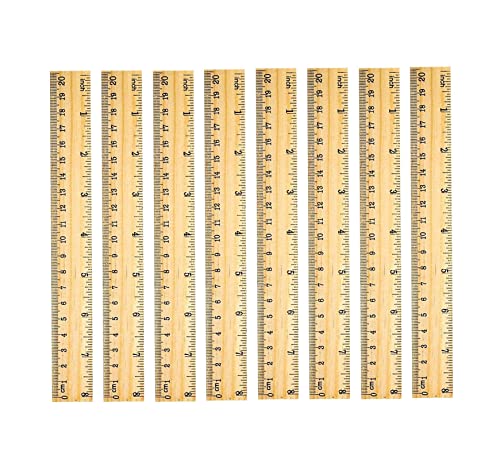 72 Pack Wooden Ruler 8 Inch Rulers Bulk Wood Measuring Ruler Office Ruler 2 Scale
