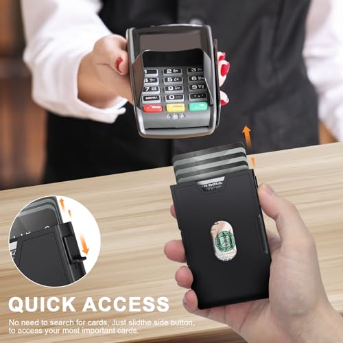 Slim Wallet for Men - Pop up Card Holder RFID Blocking Minimalist Business Credit Card Wallet 9-14 Card Capacity | ID Window | Cash Slot2