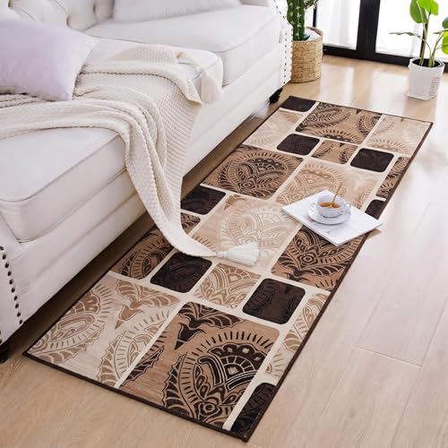 Image of Medallion Vintage Look Carpet for Living Room Bedroom Dining Room | Washable Area Rug with Non Slip TPR Backing | Modern Floor Carpet for Home(Design08-22x55 Inches)