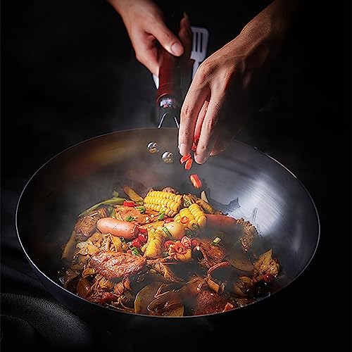 Wok con fondo plano de acero al carbono 30 cm miniatura 3