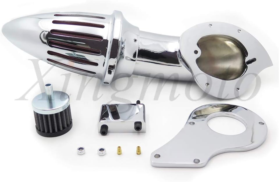 AfterMokit Bullet Air Cleaner Intake with Red Filter for Shadow VLX VT600 1999-2007 Chrome
