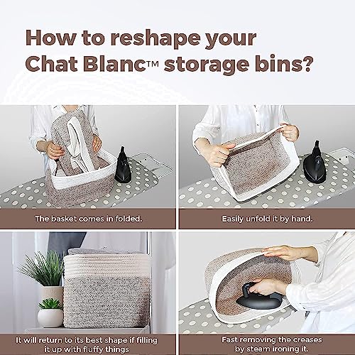 Cotton Rope Baskets for Organizing – Storage Baskets for Shelves | 15\"x10\"x9\" | Rope Basket for Storage, Small Laundry Baskets, Woven Baskets for Storage, Dog Toy Bin, Baby Basket, Creamy White &Brown