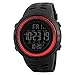 Montre Sports Homme en Forme de 12 ou 24h avec Alarme Chronomètre Montre Digitale Garçon Enfant Etanche 50 M avec LED Couleur Noir et Rouge