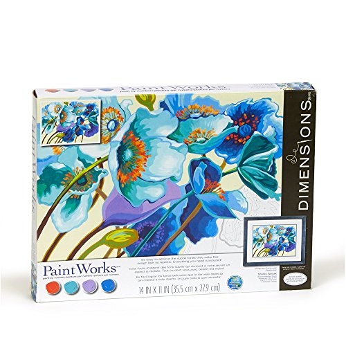 Image of Dimensions Blue Poppies Paint by Numbers for Adults, 14'' W x 11'' L