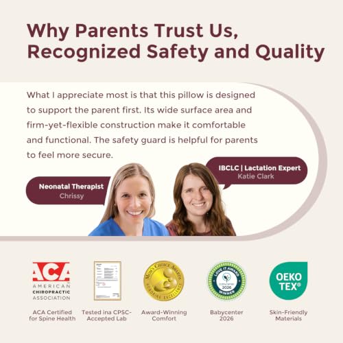Image of Momcozy CozyPro Nursing Pillow - All Around Lumbar & Arm Support - Safety Guard, Firm & Springy Memory Foam-Stable, Ergonomic Support, Easier Breastfeeding, Wider Cushion, Adjustable, Removable Cover