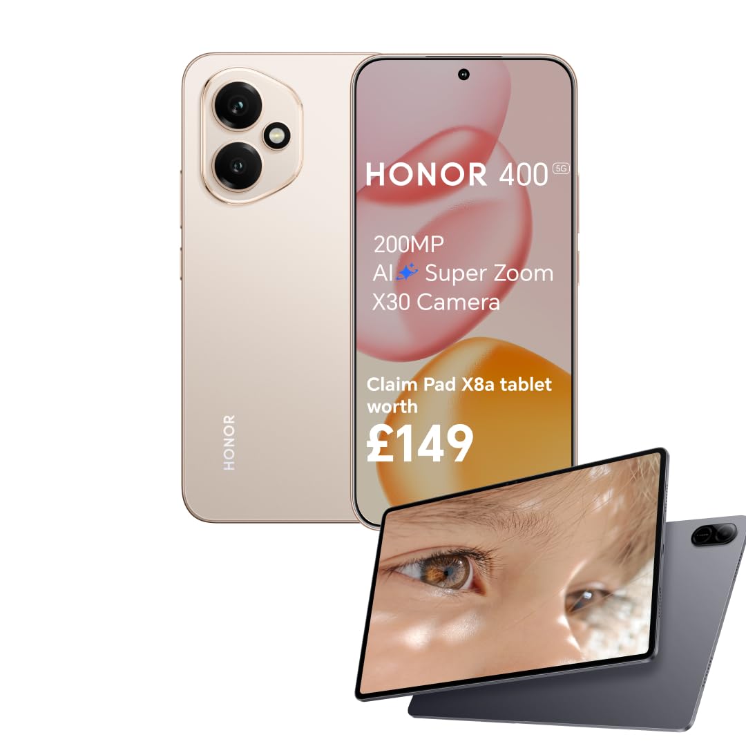 HONOR 400 Smartphone, 5G Mobile Phone, 200MP AI Super Zoom Camera,6.55 inch,5300mAh 66W fast charging,8GB+256GB, 5000nits Ultra Bright Display,5-stars Drop resistance,Dual SIM,Android 15,Gold