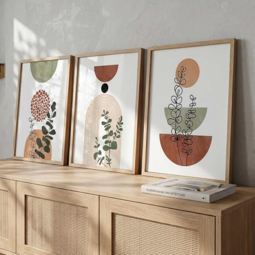Image of kotart Boho Art Home Decoration Paintings With Frame For Living Room Bed Room Hotel Wall Decor Digital Reprint Set of 3 (10X13 inch)